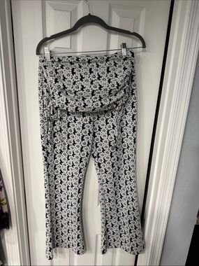 Black & White Floral SET: Wide-Leg High-Waist Pants & Tube Crop Top